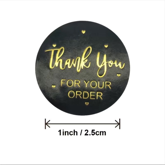 500 Roll Black Thank You FOR YOUR ORDER Stickers PRICE IS FIRM - Picture 2 of 4